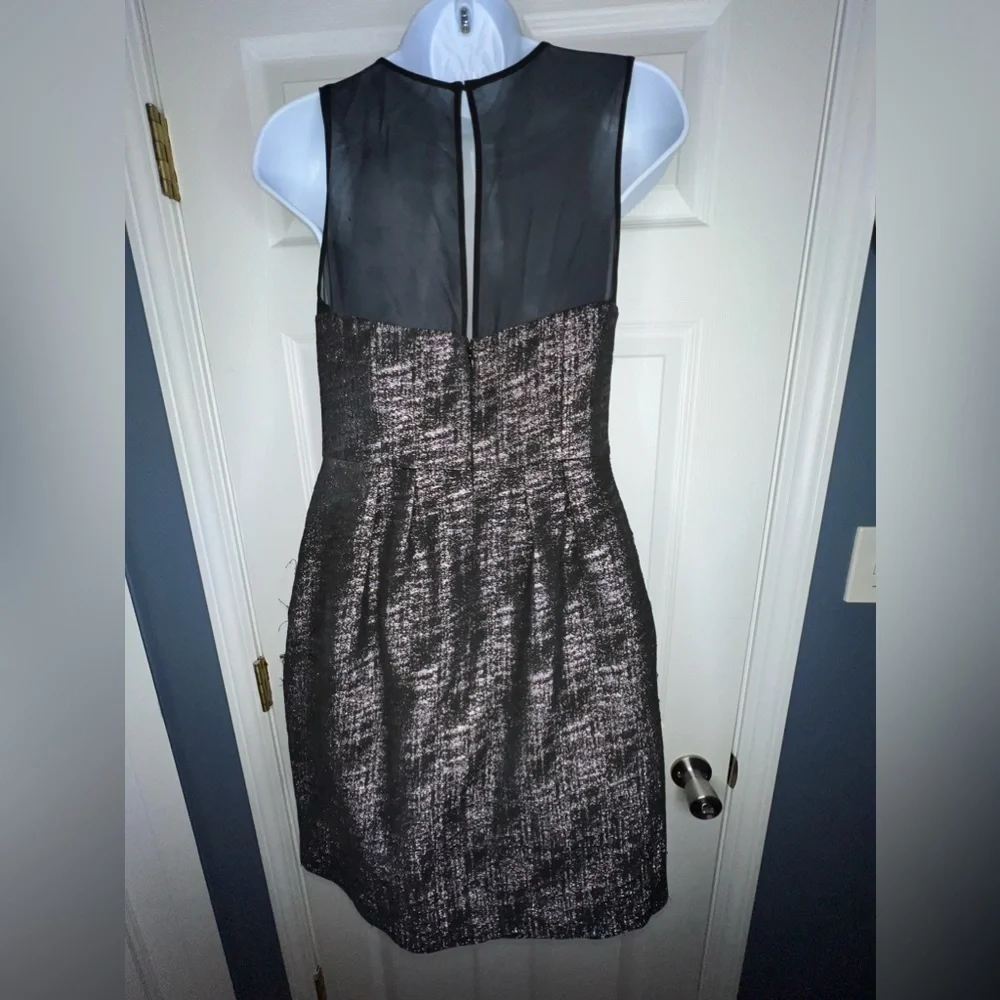 Club Monaco Women’s 2 A-Line Black Pink Pleated Cocktail Dress Silk Chiffon XS